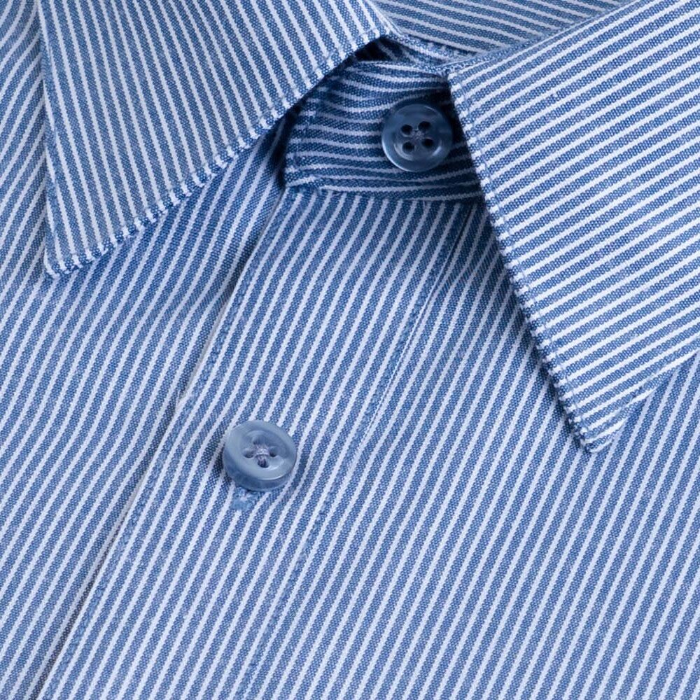 大尺碼【CHINJUN/35系列】勁榮抗皺襯衫-長袖、灰藍條紋、18.5吋、19.5吋、20.5吋、2201L-圖片-2