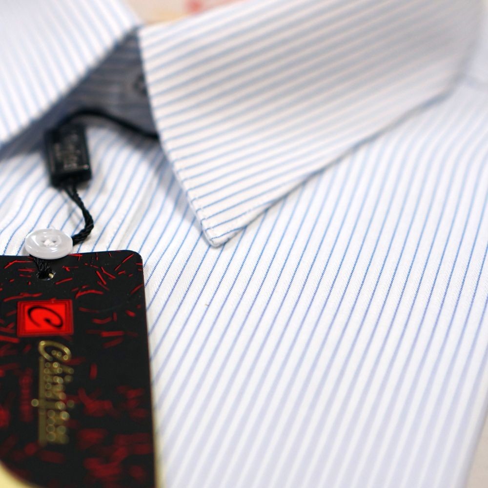 50023-【CHINJUN/65系列】機能舒適襯衫-長袖、白底藍條紋、5002-3
