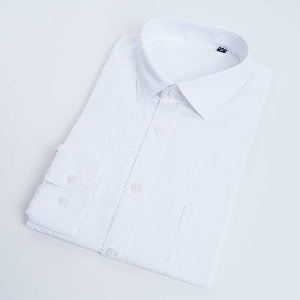 Slim6501-【CHINJUN/65系列】修身機能舒適襯衫-長袖、白底白條紋、Slim6501