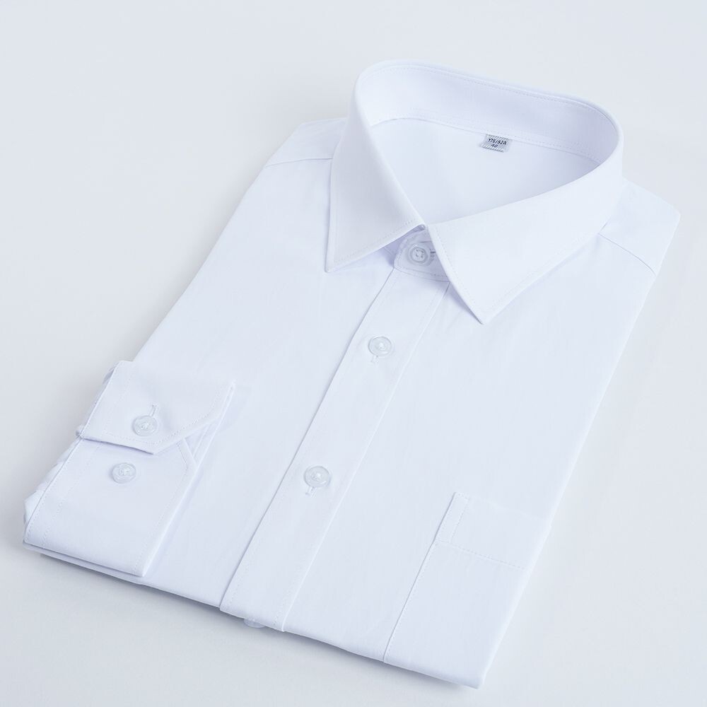 Slim6502-【CHINJUN/65系列】修身機能舒適襯衫-長袖、白色素面、Slim6502
