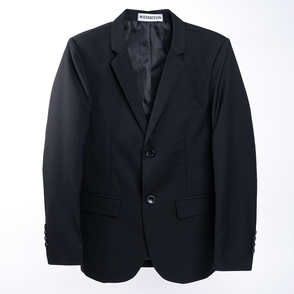 【WEISHTON】修身西裝外套-雙釦素面黑、畢業 面試 上班 婚禮 商務 正式正裝-thumb