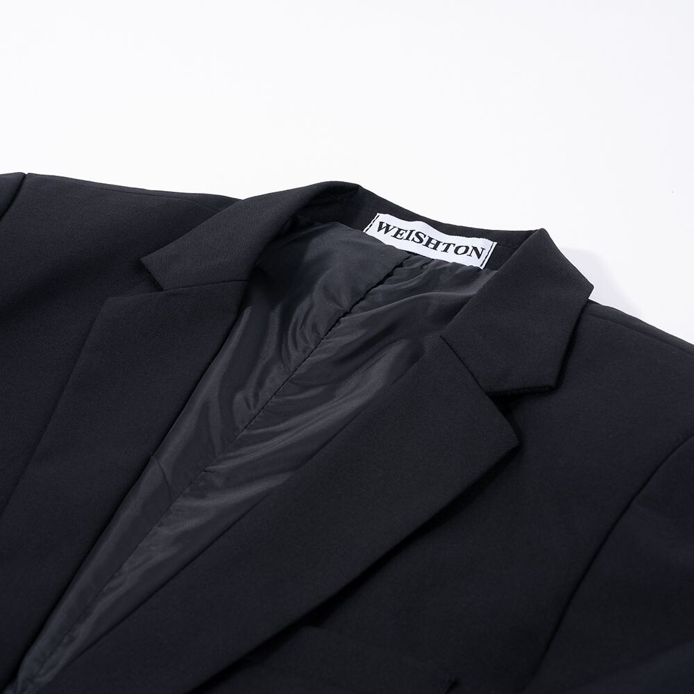 【WEISHTON】修身西裝外套-雙釦素面黑、畢業 面試 上班 婚禮 商務 正式正裝-thumb