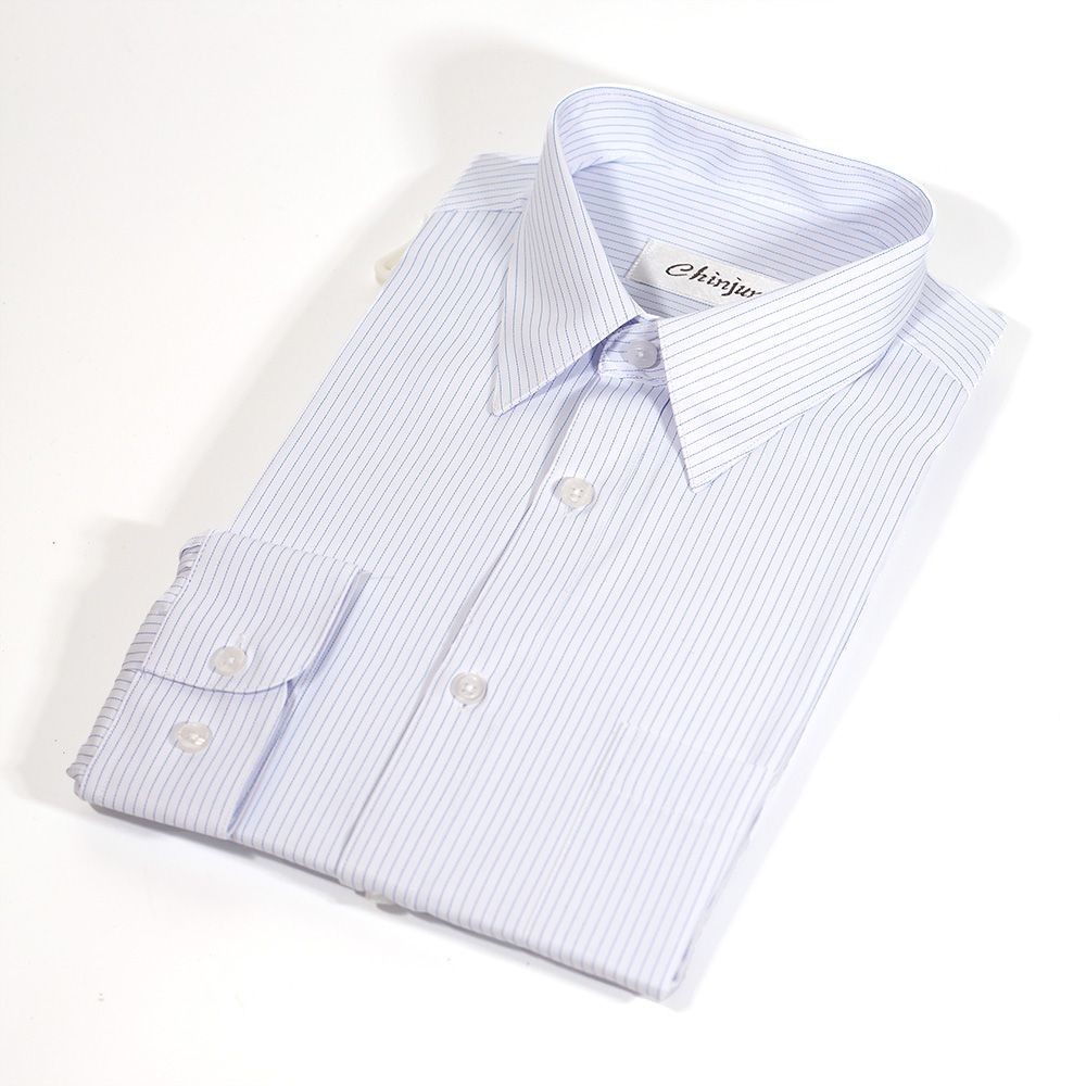 大尺碼【CHINJUN/35系列】勁榮抗皺襯衫-長袖、白色藍條紋、18.5吋、19.5吋、20.5吋