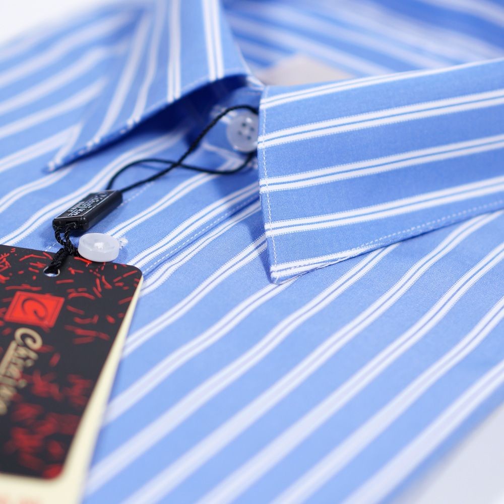 【CHINJUN/65系列】機能舒適襯衫-長袖、藍底白線條、k2305-thumb