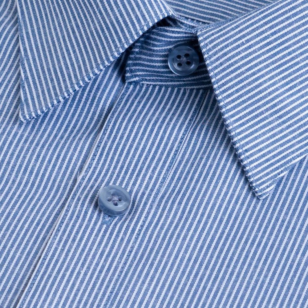 【CHINJUN/35系列】勁榮抗皺襯衫-長袖、灰藍條紋、k912-thumb