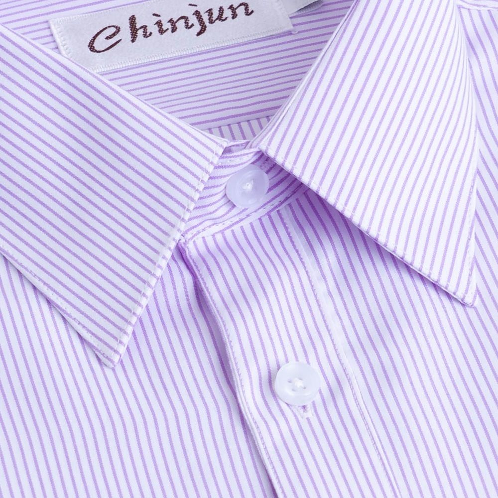 【CHINJUN/35系列】勁榮抗皺襯衫-短袖、白底紫線條紋、s2014-1-圖片-2