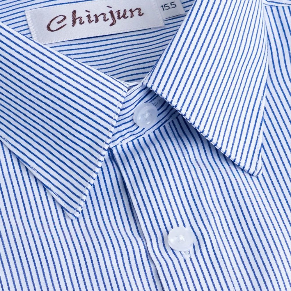 【CHINJUN/35系列】勁榮抗皺襯衫-短袖、白底藍線條紋、s2014-4-thumb