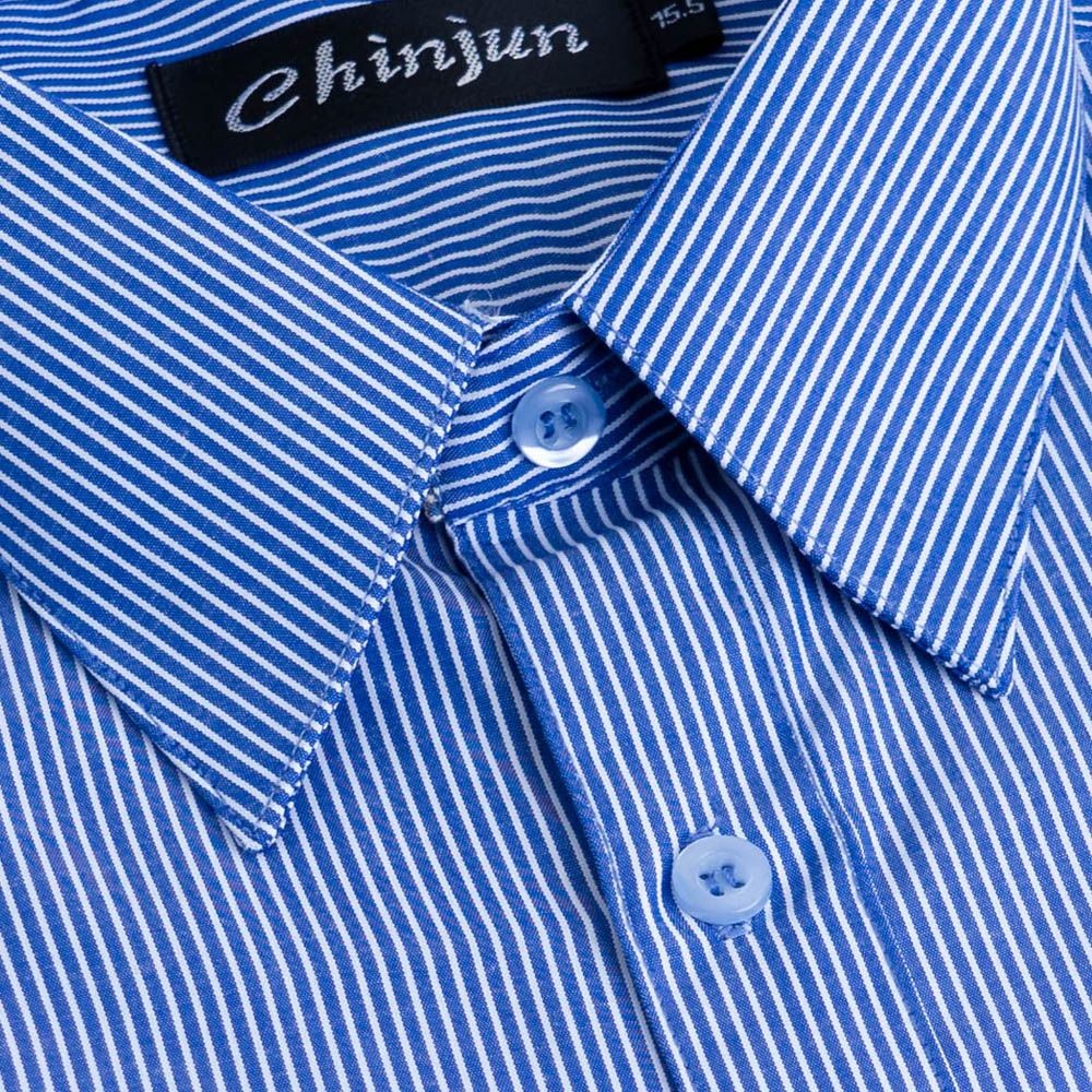 【CHINJUN/35系列】勁榮抗皺襯衫-短袖、藍底白線條、s2014-9-thumb