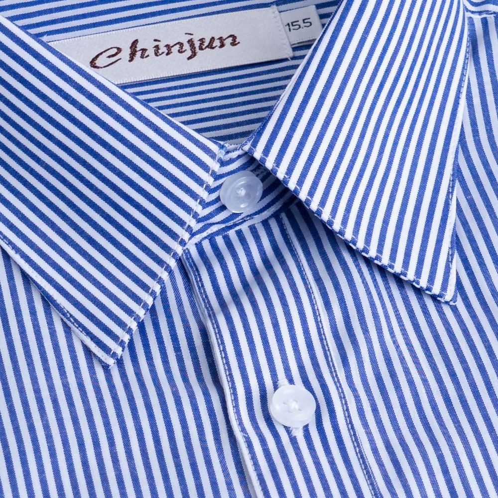 【CHINJUN/35系列】勁榮抗皺襯衫-短袖、藍白條紋、s204-thumb