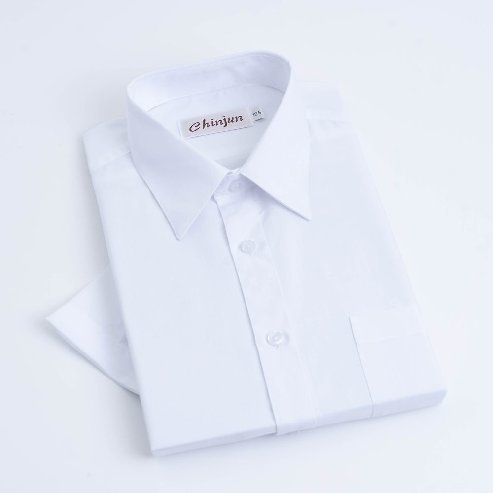 s8001 - 【CHINJUN/35系列】勁榮抗皺襯衫-短袖、素色白、s8001