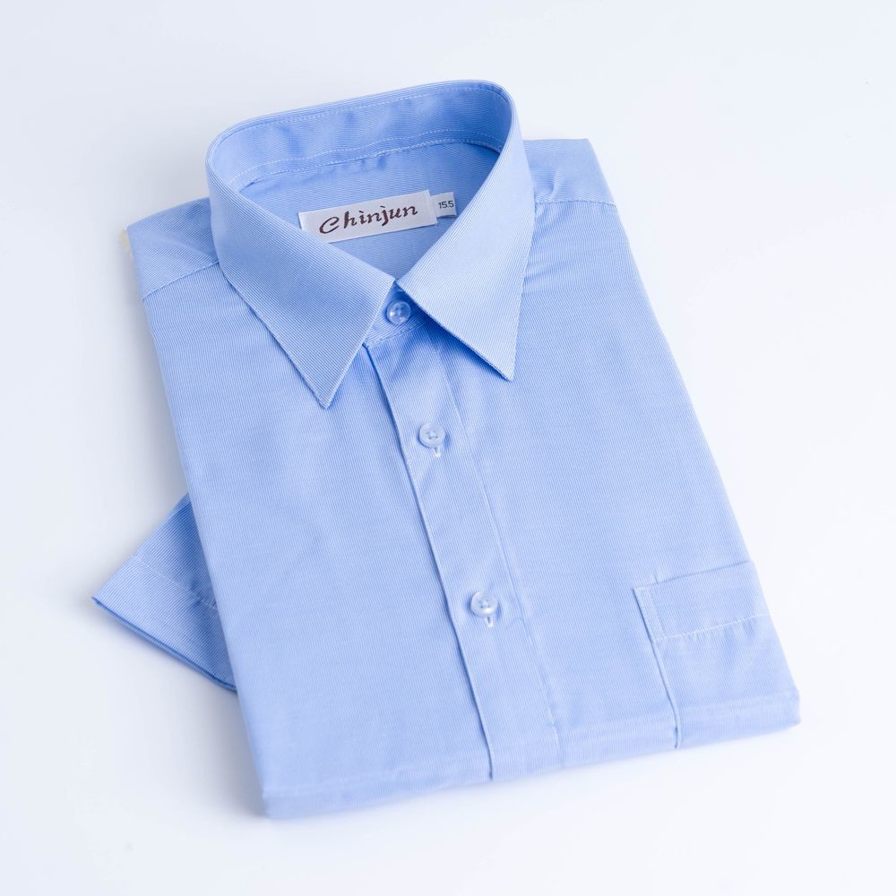 s8025-【CHINJUN/35系列】勁榮抗皺襯衫-短袖、藍底條紋、s8025