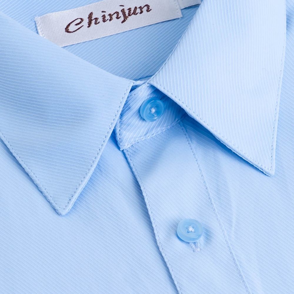 【CHINJUN/35系列】勁榮抗皺襯衫-短袖、藍底斜紋、s8059-thumb