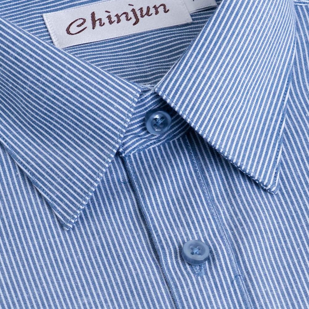 大尺碼【CHINJUN/35系列】勁榮抗皺襯衫-短袖、灰藍條紋、18.5吋、19.5吋、20.5吋、s912L-圖片-2