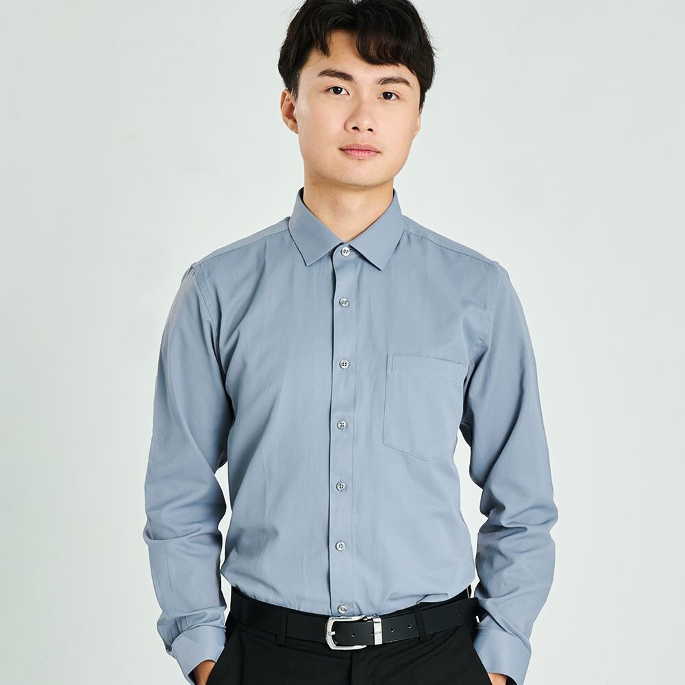 wlong2-【WEISHTON】韓版修身抗皺襯衫-長袖-斜紋灰、條紋藍、斜紋藍、斜紋粉